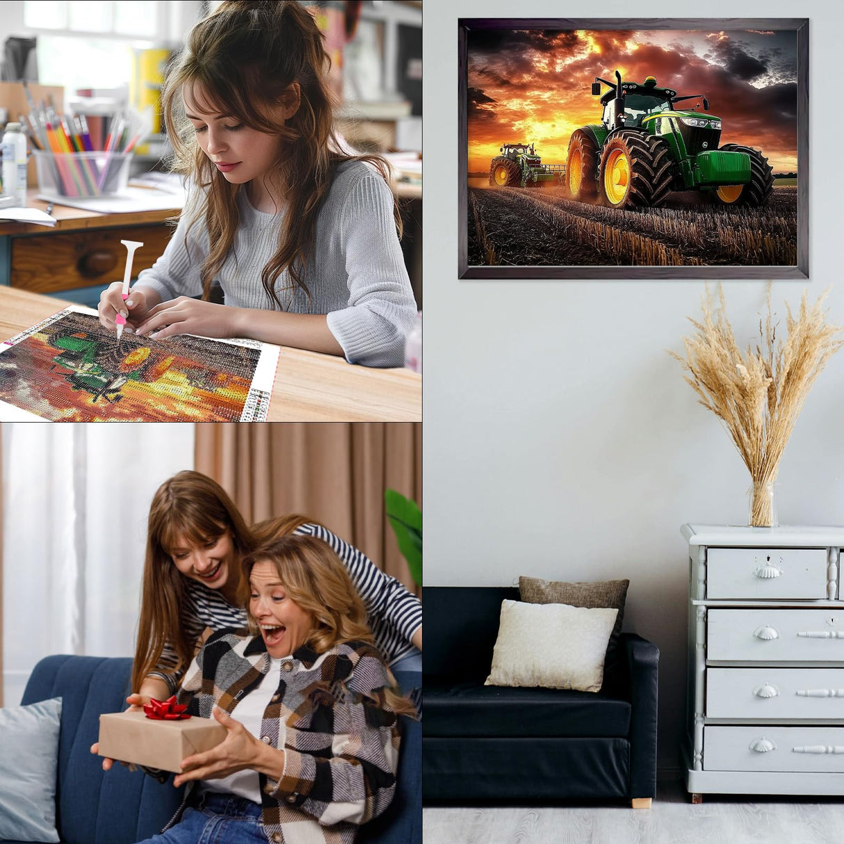 CEOVR Farm Diamond Art Kits for Adults, Tractor Diamond Painting Dots 5D Full Drill DIY Gem Art, Adult Crafts Kits Wall Decor for Home Office 12x16in CEOVR