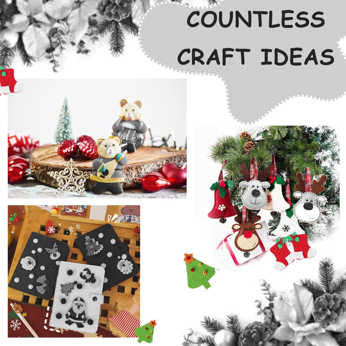 Jtnohx Stiff Felt Sheets, 32 Pcs Felt Fabric, 7"×11.3" Color Felt for Crafts, Craft Felt Square for Sewing Embroidery Handwork and Festivals Party (White) Jtnohx