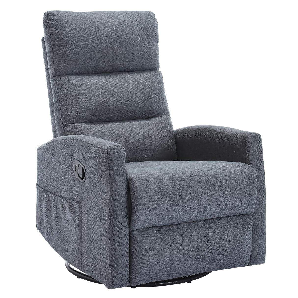 PELUMY Manual Recliner Chair with 360° Swivel & Rocking, Fabric Recliner for Living Room, Bedroom, Nursery, No Tools Assembly, 155° Recline, Compact for Small Spaces(Grey) PELUMY