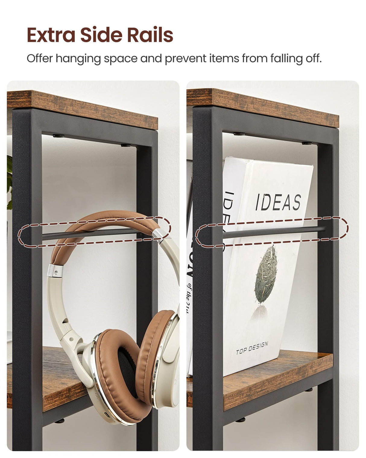 VASAGLE 6-Tier Tall Bookshelf, Bookcase, Large Metal Shelf, 11.8 x 47.2 x 67.9 Inches, for Living Room, Kitchen, Pantry, Study, Home Office, Rustic Brown and Black ULLS114B01 VASAGLE