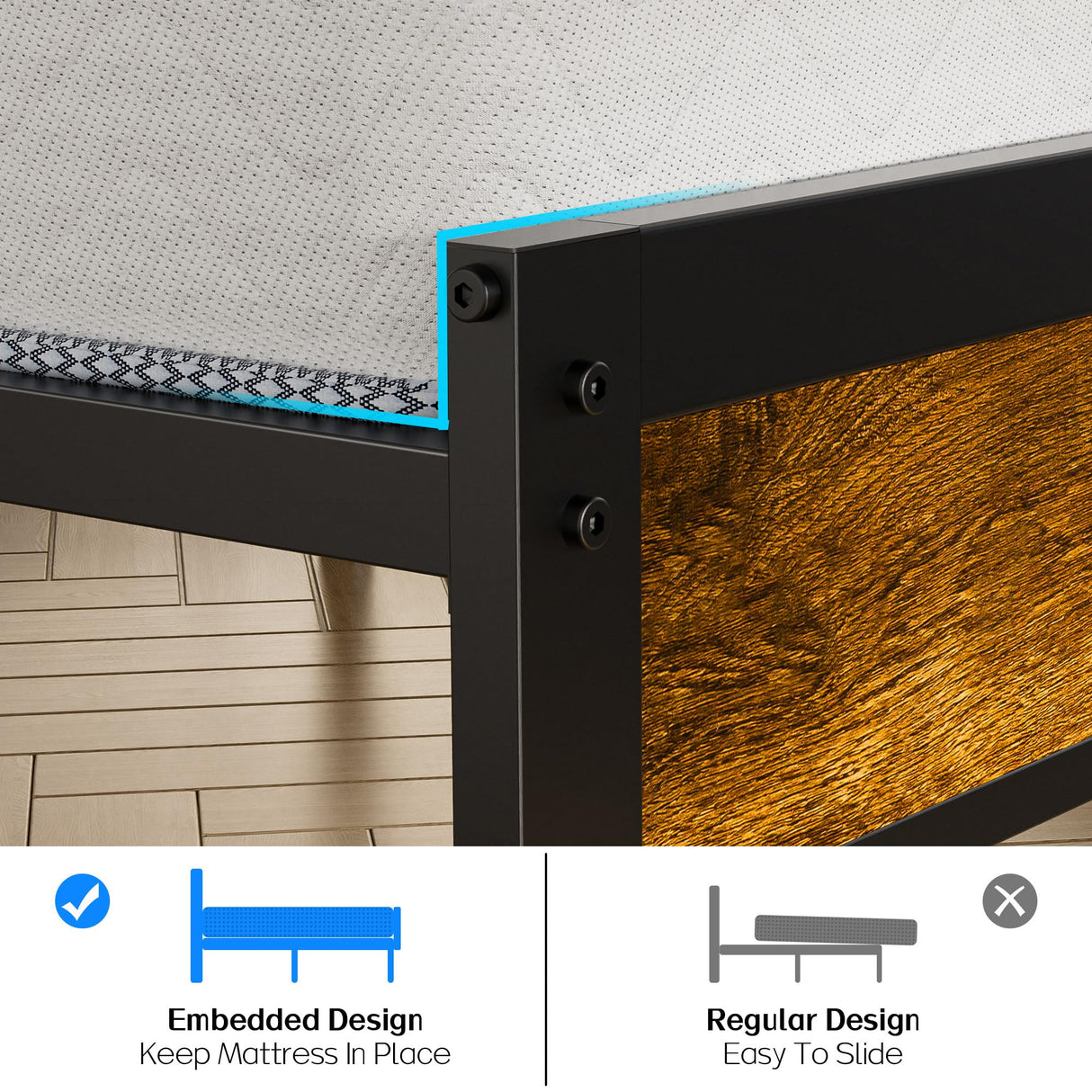 Twin Bed Frame with Smart LED Lights, Storage Headboard and USB Charging Station, Metal Platform Bed Easy Assembly, Noise Free, No Box Spring Needed Liians