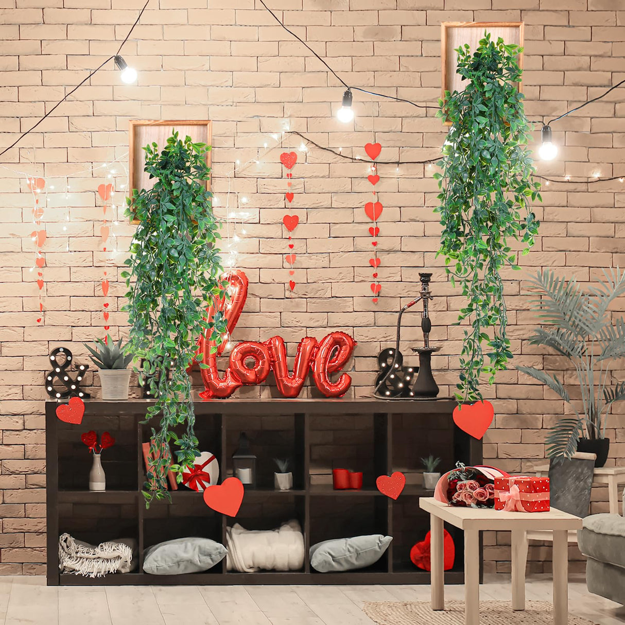 Briwooody 2 Pack Artificial Hanging Plants with Wooden Frames Fake Hanging Mandala Leaves Greenery Plants Mandala Vine for Wall Living Room Decor Bathroom Shelf Home Indoor Briwooody