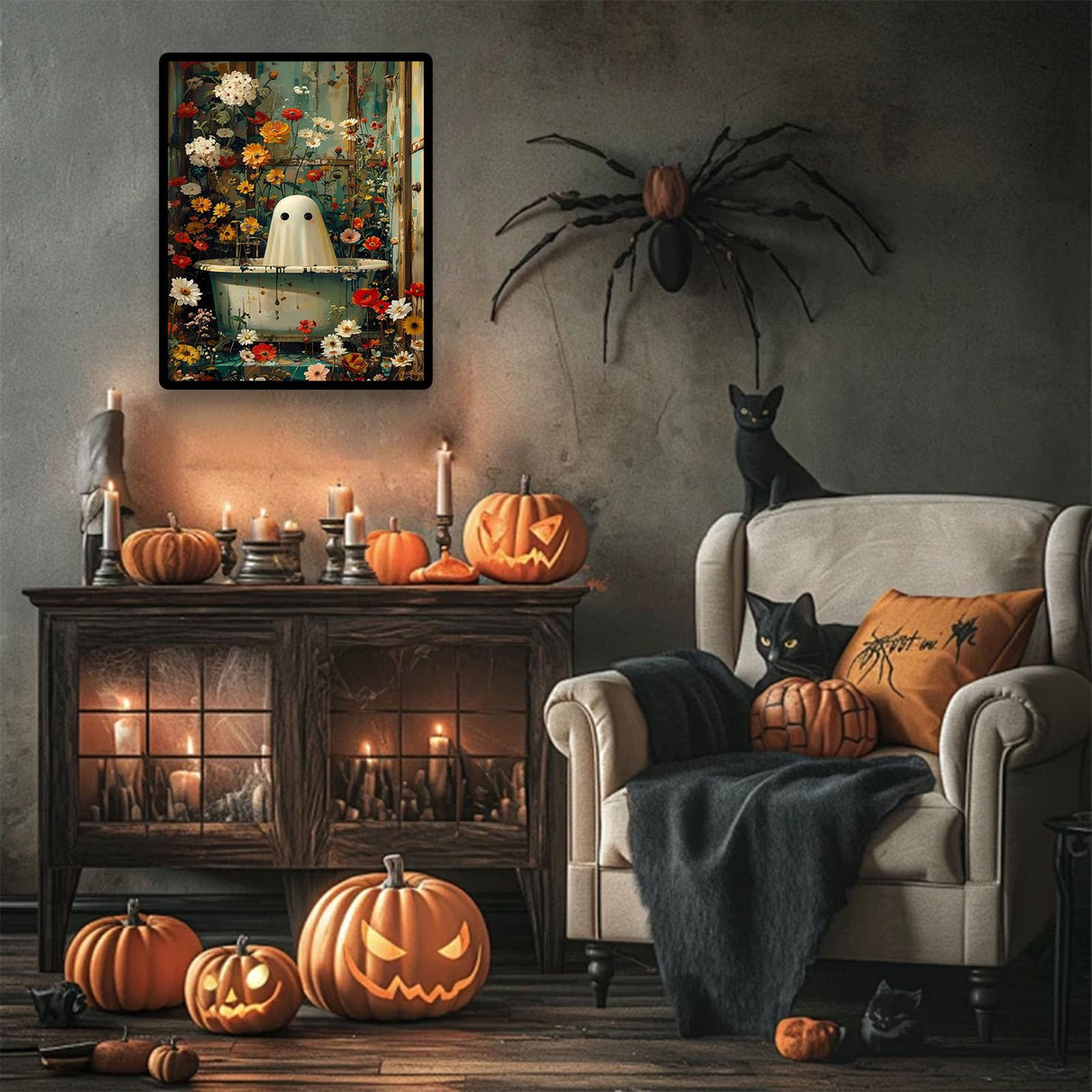 cviokrdu Halloween Paint by Numbers Kit for Adults - Ghost Adult Paint by Number Kits Without Frame, DIY Ghost Oil Painting for Gift Home Wall Decor (16x20inch) cviokrdu