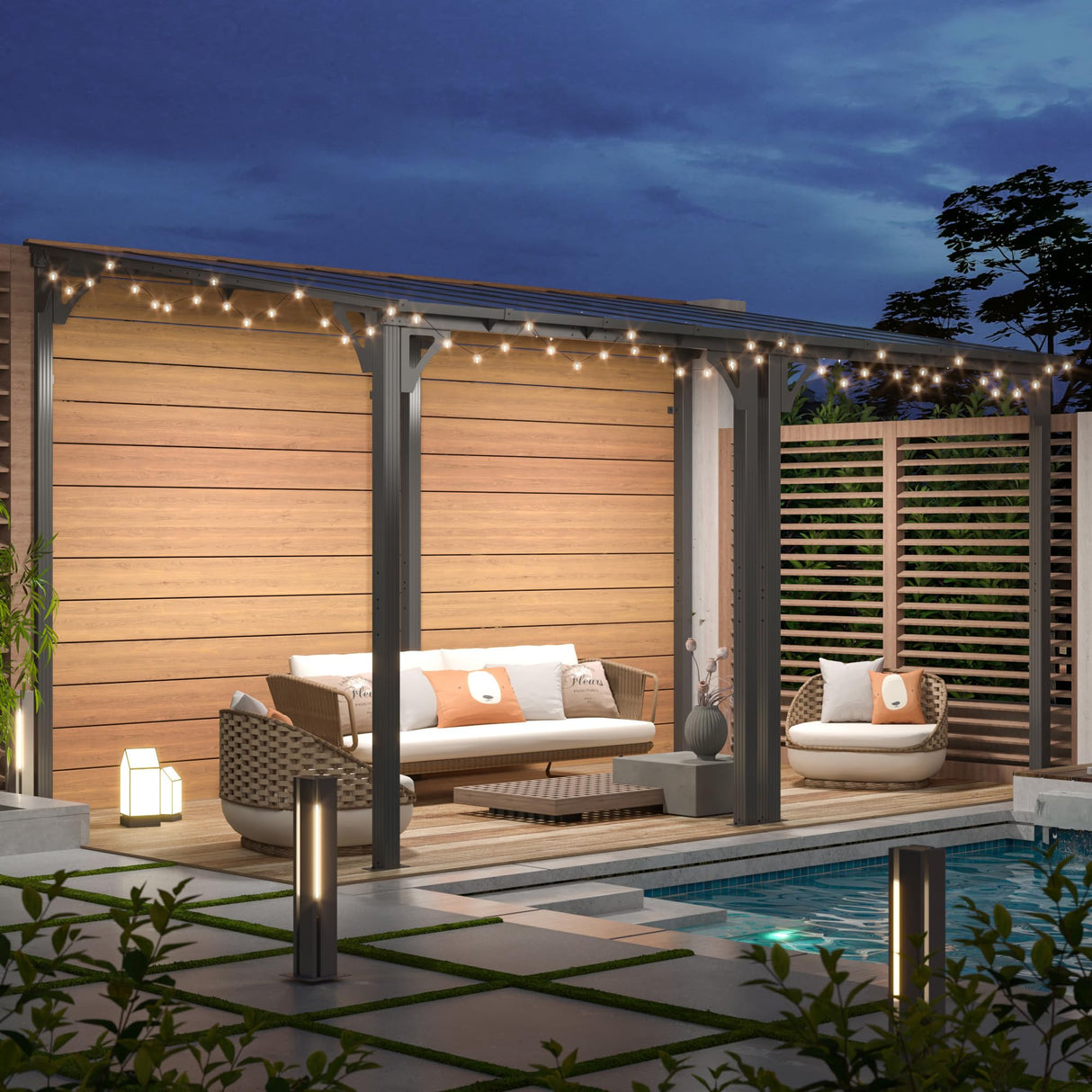 AirWire 10x16 FT Gazebo Pergola Awnings for Patio with Hardtop Gazebos on Clearance Patio Covers for Shade and Rain, Lean to Gazebo Sunroom Patio Canopy Outdoor Pergolas for Patios,Decks,Backyard AirWire