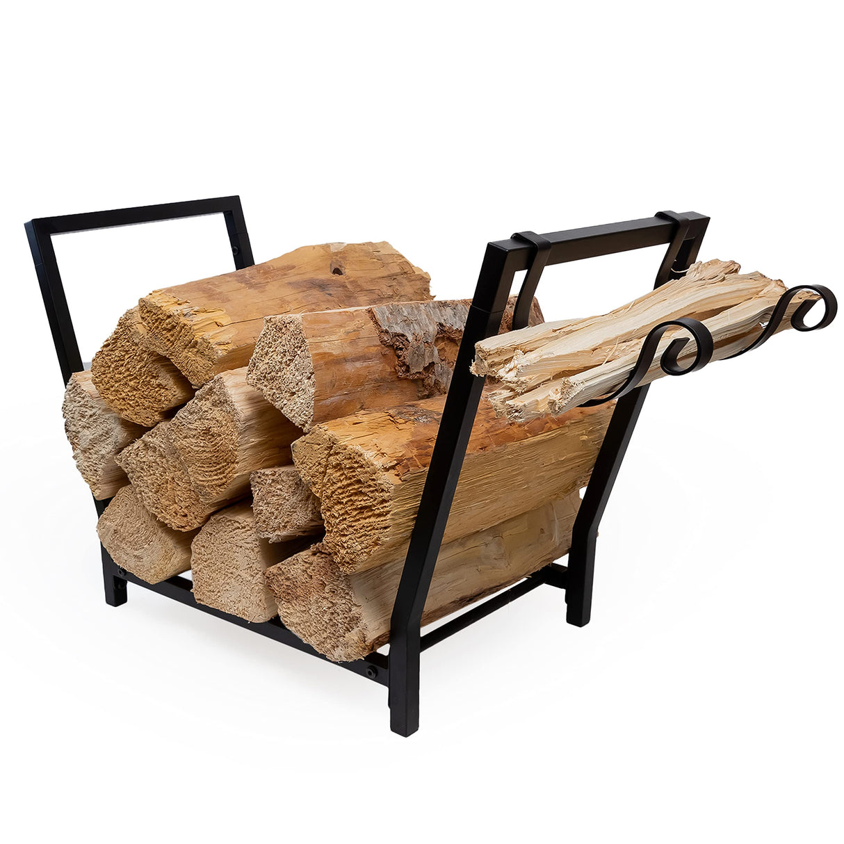 FireProof Pros Firewood Rack Outdoor and Indoor Firewood Storage with Kindling Wood Hooks. 25.6in Double Coated Fire Wood Rack. Waterproof Rustproof Stable Log Holder and Fireplace Decor Organizer FireProof Pros