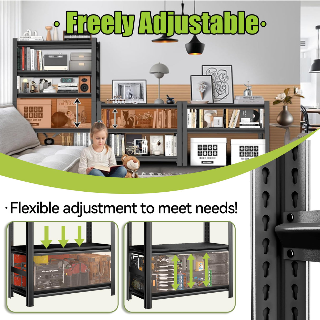 Notmise Book Shelf, 5 Tier Metal Wide Bookshelves, Heavy Duty Bookcase, Adjustable Industrial Bookshelf, Tall Book Shelf for Living Room & Bedroom and Library, Black(72" H*35.4" W*15.8" D) Notmise