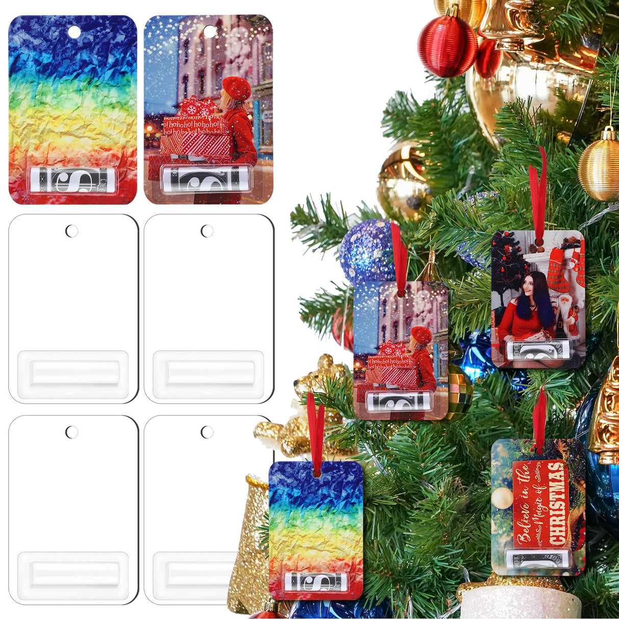 Weysat 18 Pcs Sublimation Money Card Blanks with Lipstick Money Holder Shaker Domes, Sublimation Money Card Holder Blanks for Christmas Thanksgiving DIY Cash Gifts(Round Hole) Weysat