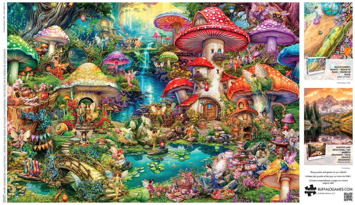 Buffalo Games - Aimee Stewart - Merry Mushroom Village Picnic - 2000 Piece Jigsaw Puzzle for Adults Challenging Puzzle Perfect for Game Nights - Finished Size is 38.50 x 26.50 Buffalo Games