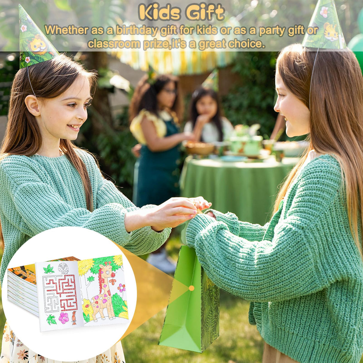 BenLouis 24 Jungle Safari Mini Coloring Books Kids with 24 Stacking Crayons Zoo Animals Party Favors Activity Books Bulk for Kids Wild One Lion Goodie Bag Gift Stuffer Classroom Reward BenLouis