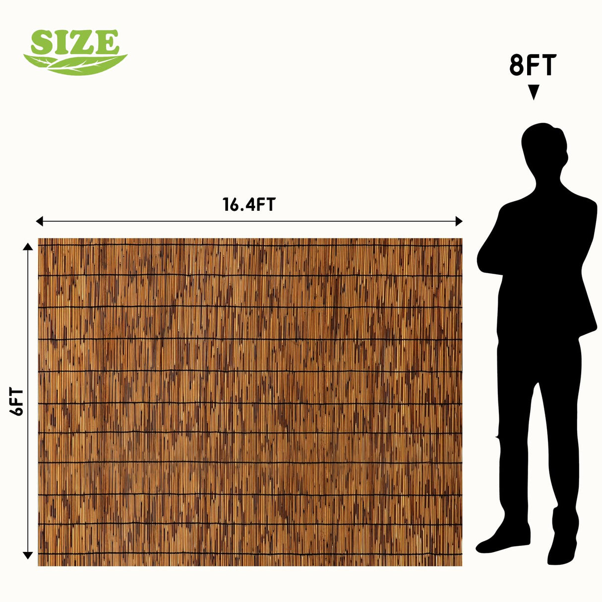 TOOKNIN Natural Reed Fence,6FT X 16.4FT Bamboo Fencing Privacy Reed Screening for Outdoor, Gallery, Restaurant, Hotel, Patio (Brown) TOOKNIN
