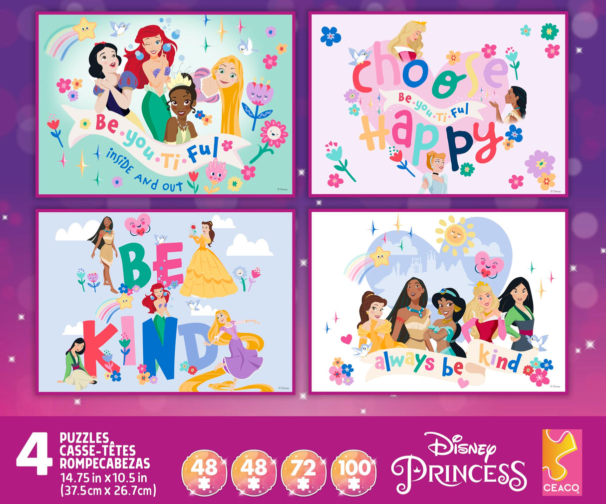 Buffalo Games - 4 X 1 Kids Multipack - Disney Princess Kids Licensed Multipack - Multi Piece Jigsaw Puzzle for Adults -Challenging Puzzle Perfect for Game Nights Buffalo Games