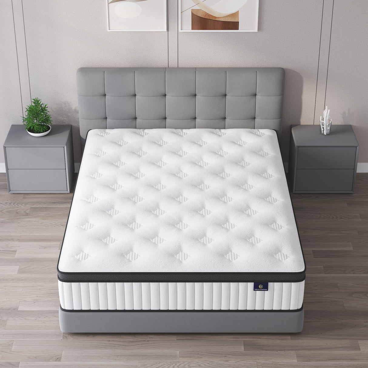 cemtip Queen Mattress, 10 Inch Hybrid Mattress in a Box, Memory Foam and Pocket Springs, Fiberglass Free, Soft and Breathable, Medium Firm Feel cemtip