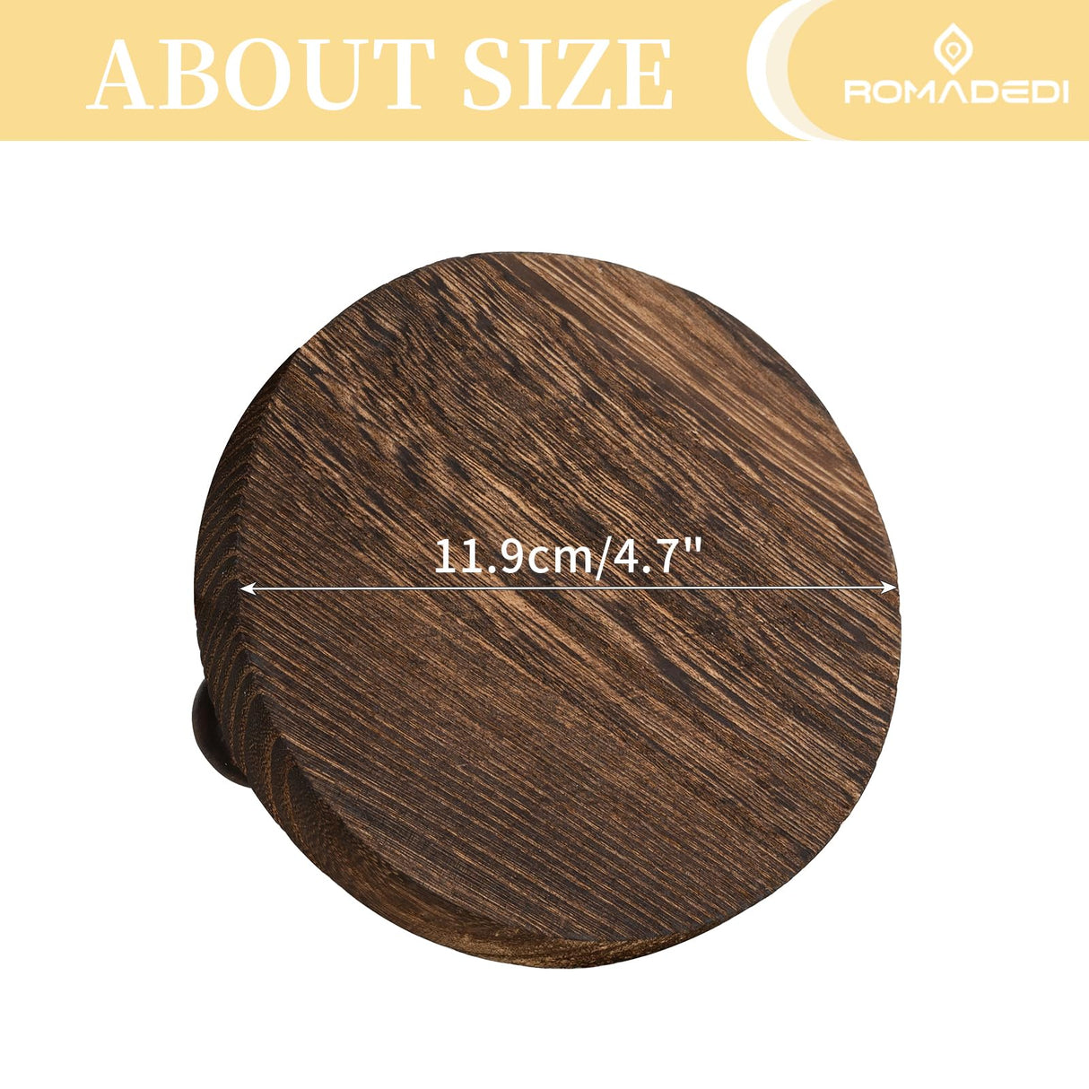 Romadedi Farmhouse Wood Riser for Display- 2 pcs Rustic Decor Mini Wooden Pedestal Decorative Round Tray for Home Table Bathroom Counter Shelf Kitchen, Brown Romadedi