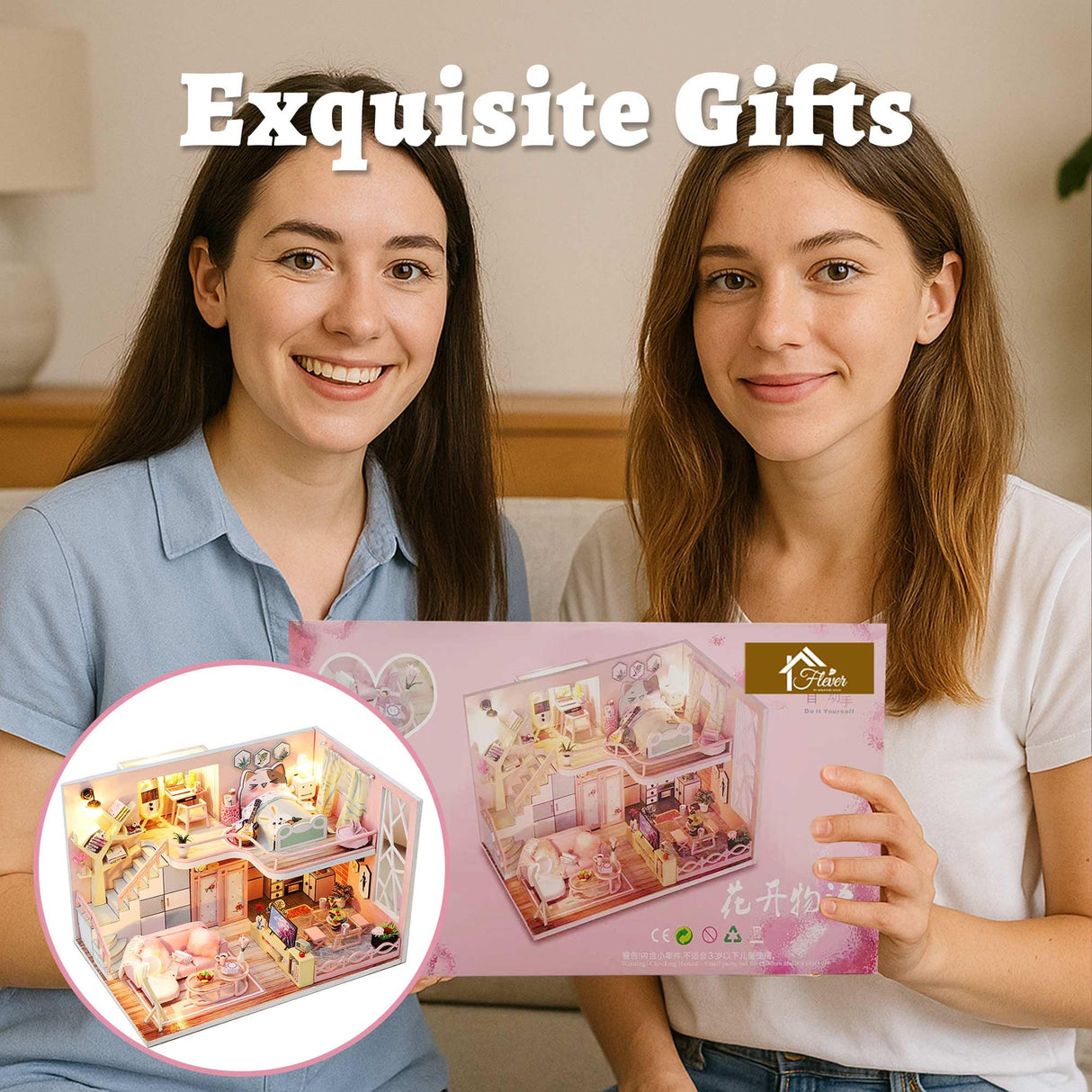 Flever Dollhouse Miniature DIY House Kit Creative Room with Furniture for Romantic Valentine's Gift (Blossom Stories) Flever