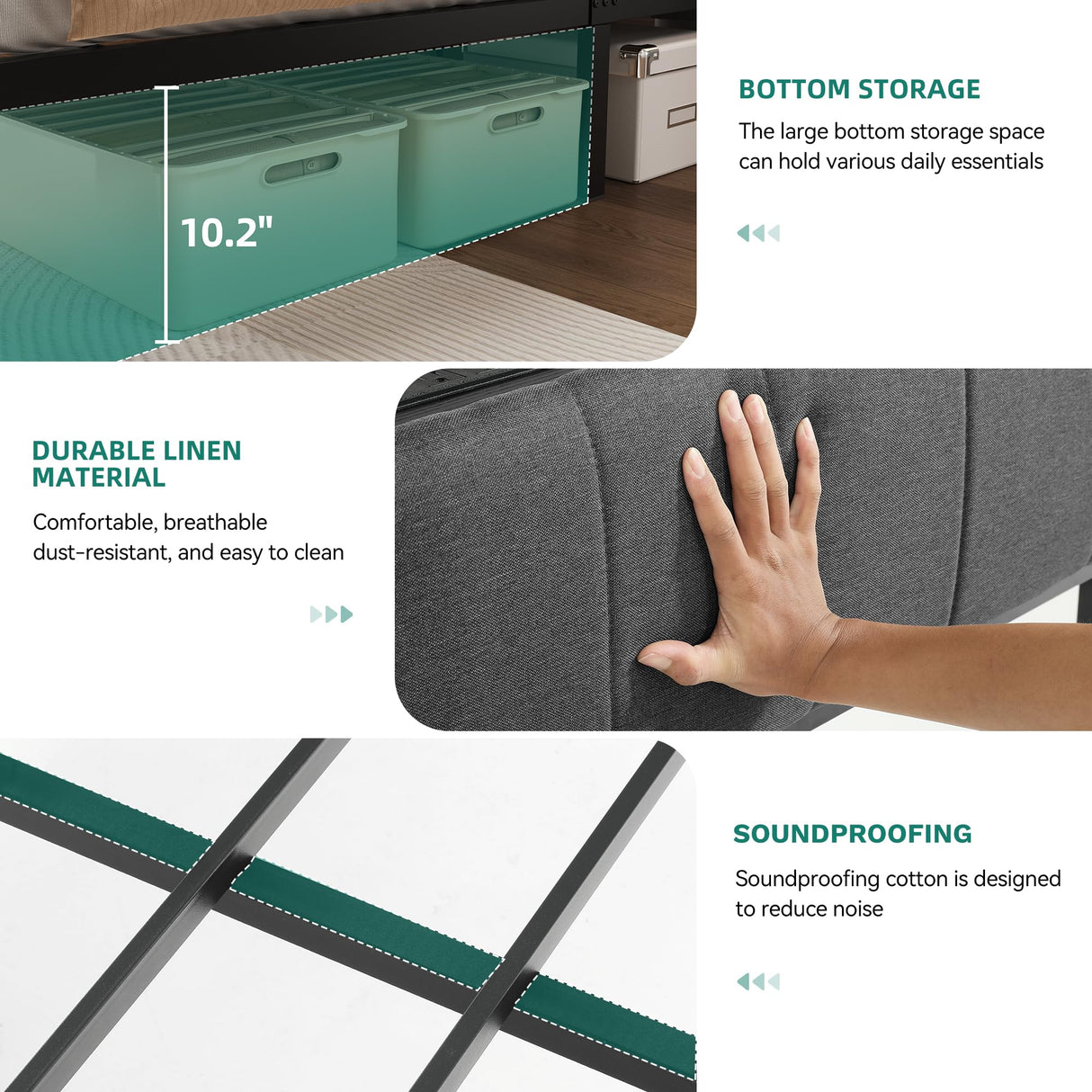 YITAHOME Queen Bed Frame with 2-Tier Storage Shelves and Bookcase Headboard,LED Light Queen Size Bed with Charging Station, No Box Spring Needed/Noise Free, Dark Gray YITAHOME