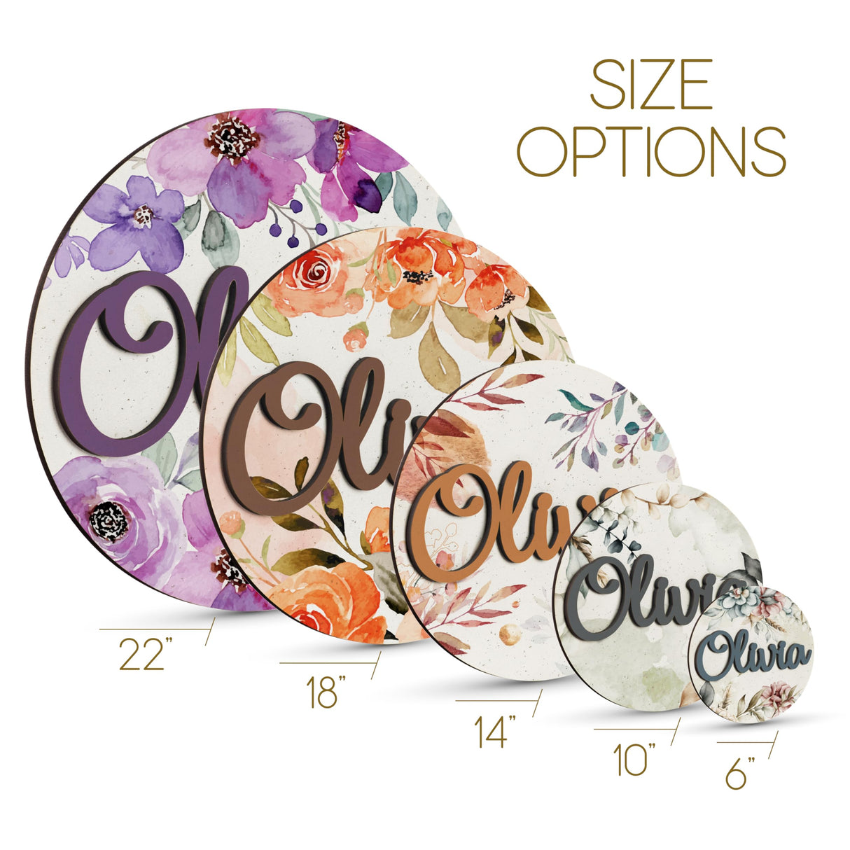 Personalized Round Wooden 3D Name Sign for Nursery Wall Decor, 5 Sizes, 5 Fonts Options, 3D Custom Round Nursery Name Sign, Personalized Baby Name Amazing Items