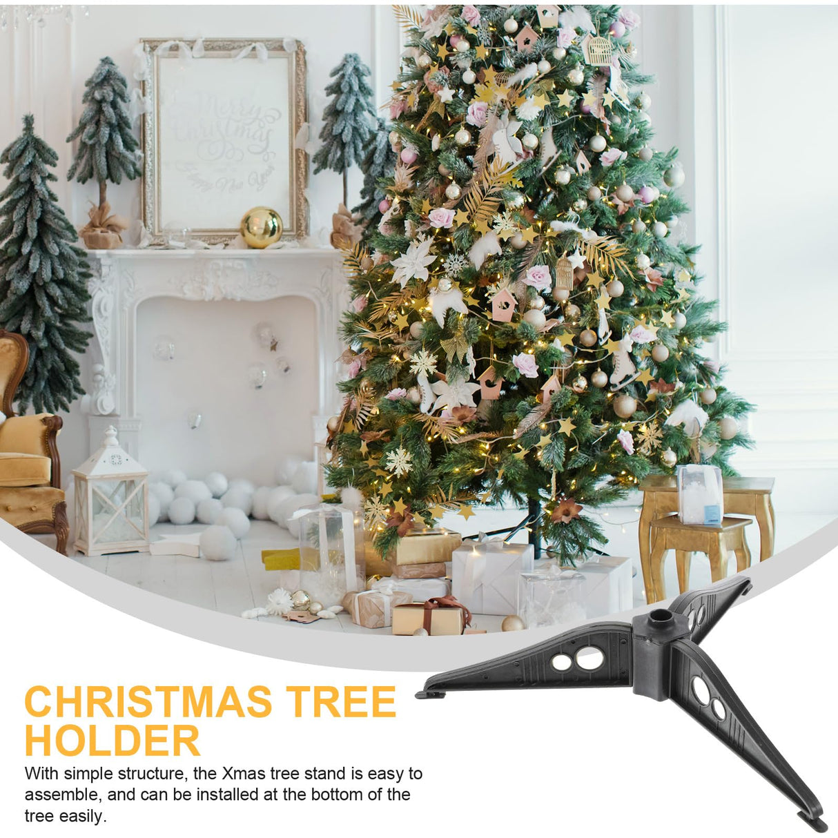 Garneck Christmas Tree Stand 7.5x7.4 Plastic Xmas Tree Base Stand Christmas Tree Legs Samll Xmas Tree Base Stand Holde Replacement Stand Holder Base for Artificial Xmas Christmas Tree Garneck