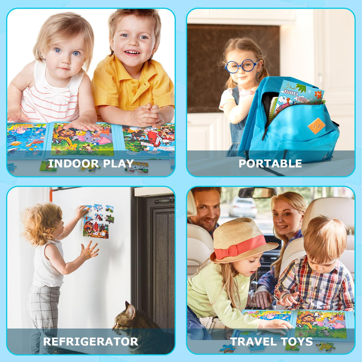 LovesTown Magnetic Puzzles for Toddlers, Travel Puzzle for Kids, Magnetic Puzzle Book for Boys and Girls, Animal Educational Learning Magnet Game for Road Trip LovesTown