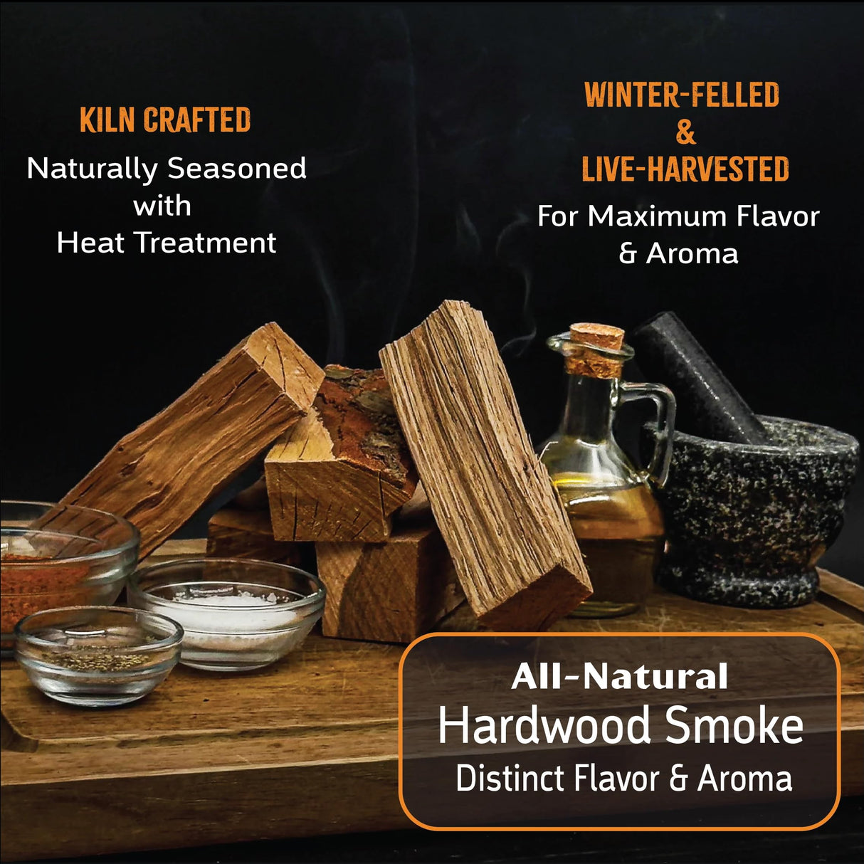 Smoke'n Splits by Tiny Timbers USDA Grade Kiln Dried Hardwood Cooking Chunks for Smokers & BBQ Grills | 5" Short Splits | USA Sourced | 6 lb. | 400+ cu. in. | Apple Wood Tiny Timbers