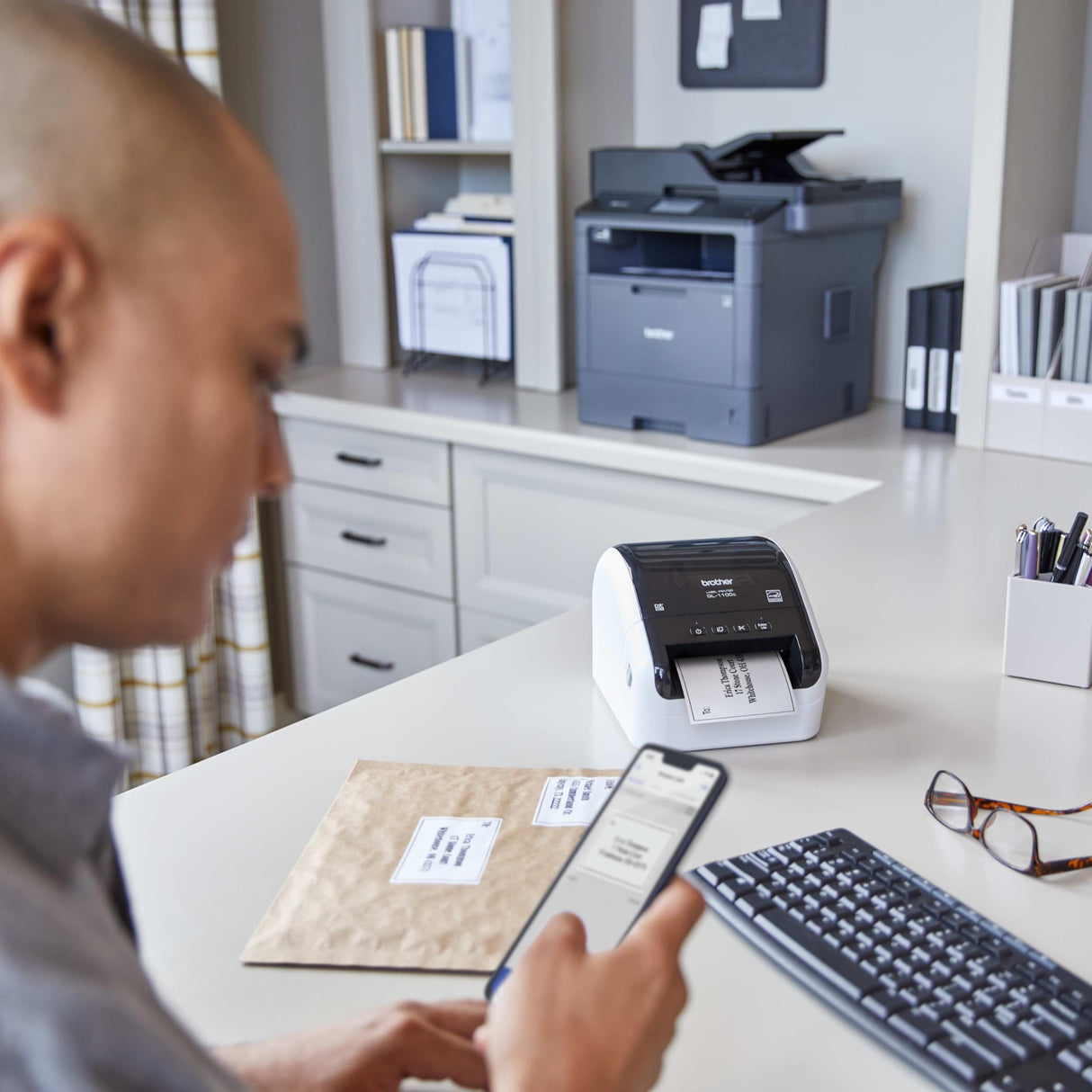 Brother QL-1100c Wide Format Label Printer, Shipping & Postage Labels 4” x 6”, Barcode & QR Code, High Speed, Direct Thermal Printing, Compact, uses DK Drop-in Label Rolls, USB Connectivity Brother