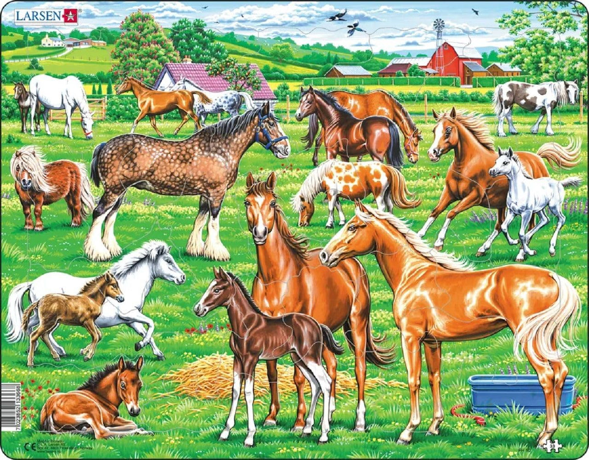 Larsen Puzzles Beautiful Horses 33 Piece Children's Jigsaw Puzzle Larsen