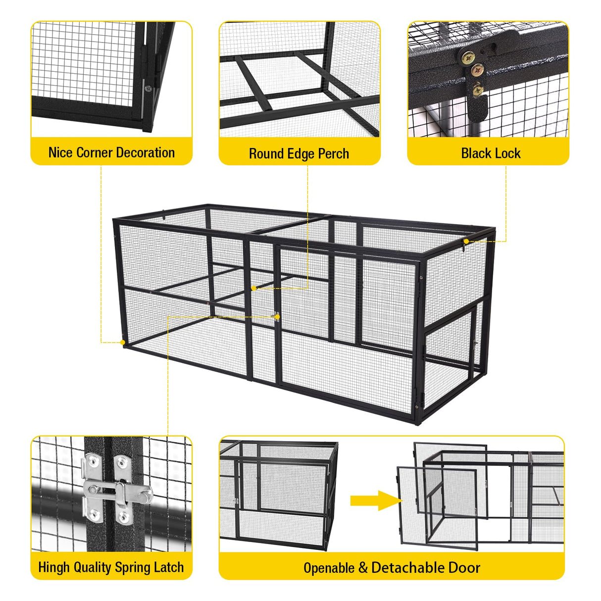 Aivituvin 71in Chicken Coop Run Extension Outdoor Rabbit Expansion Pen for Aivituvin Chicken Coop Hutch,Removable Doors for Easy Combination Aivituvin