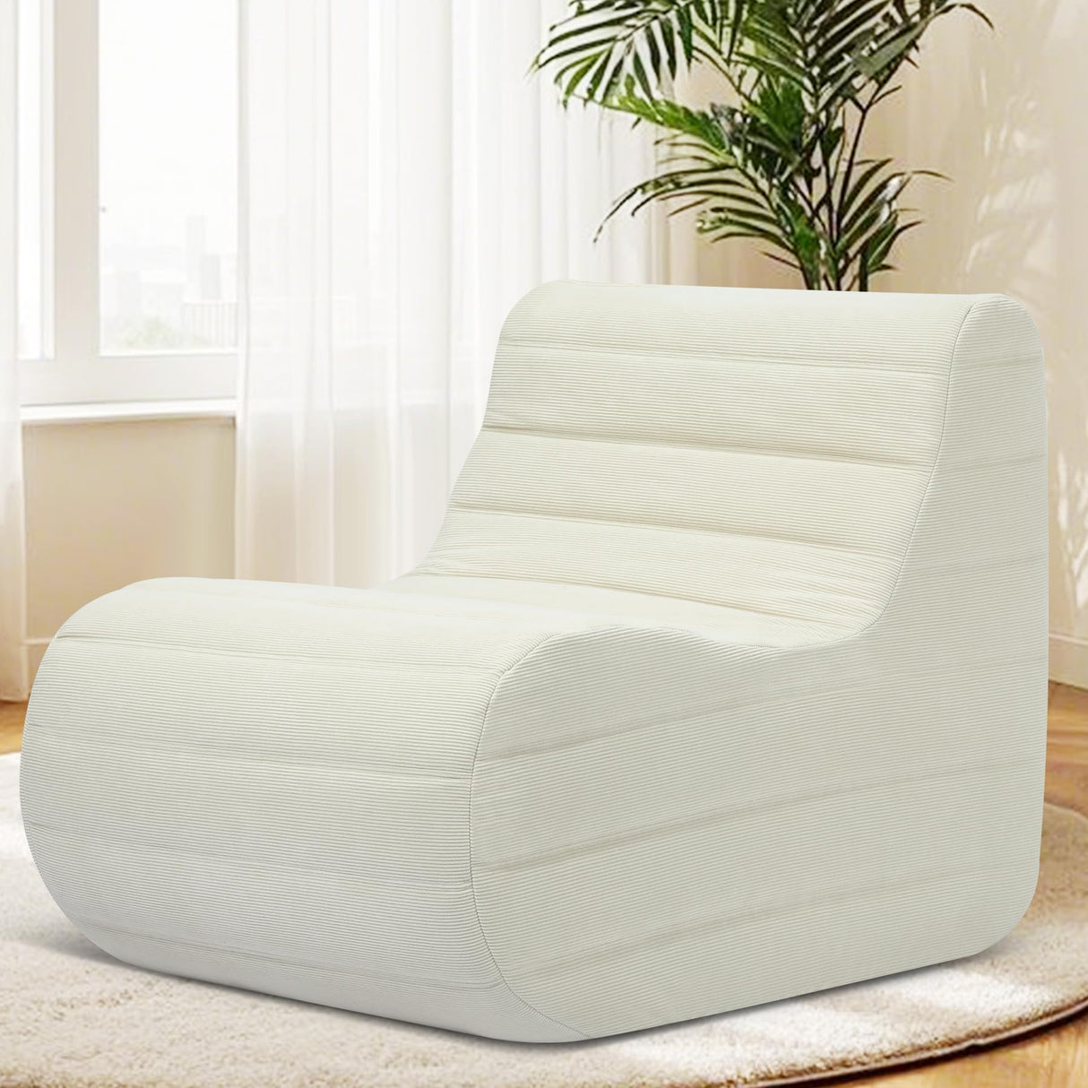 KKdema Bean Bag Chair, Fireside Bean Bags Lazy Sofa Sack, Big Beanbag Chair Floor Couch, Memory Foam Lounge Chair for Bedroom, Living Room, Office and Home, White KKdema