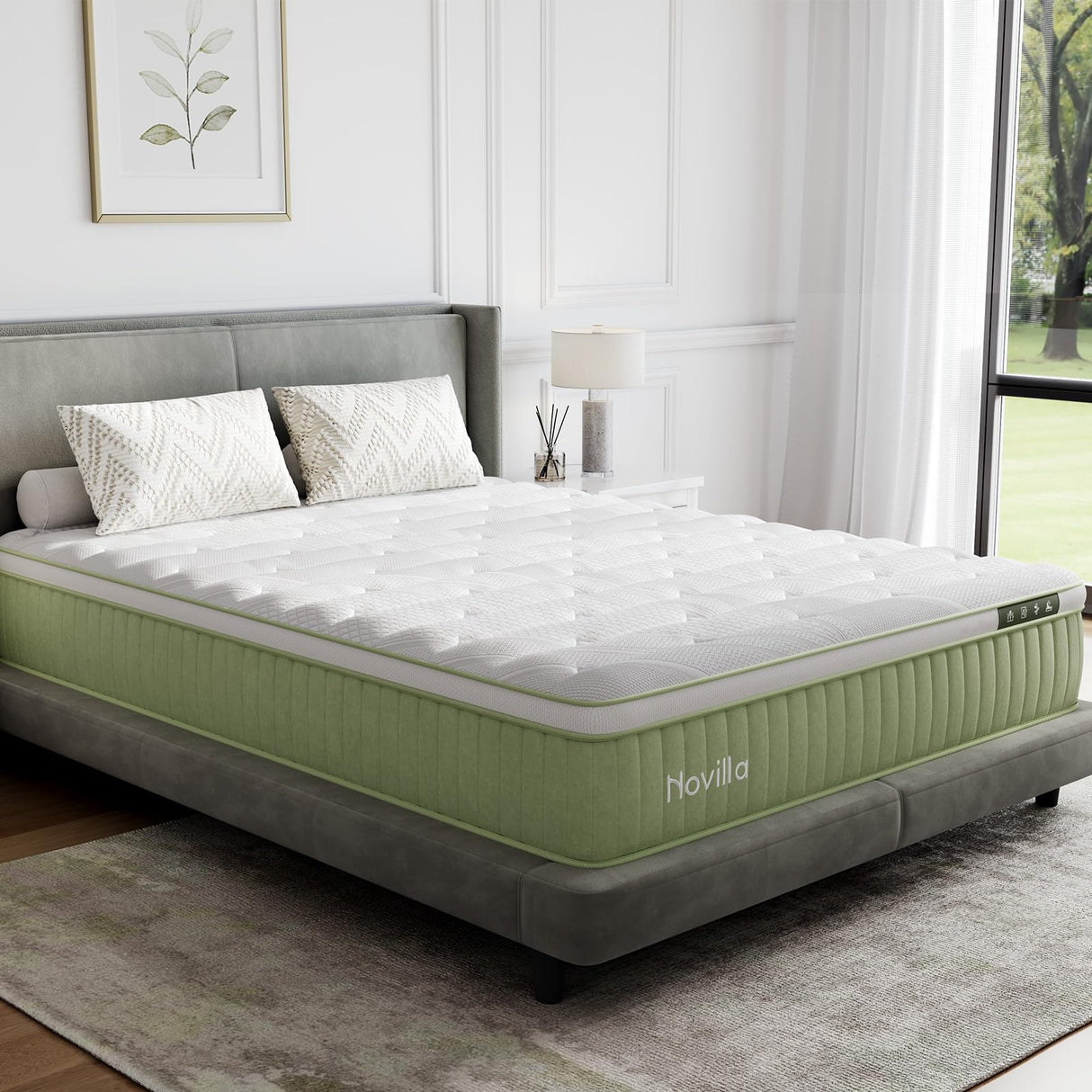 Novilla Hybrid King Mattress, 12 Inch King Size Hybrid Mattress in a Box with Individually Wrapped Coils & Euro Top for Pressure Relief & Motion Isolation & Cool Night Sleep, CertiPUR-US Certified Novilla