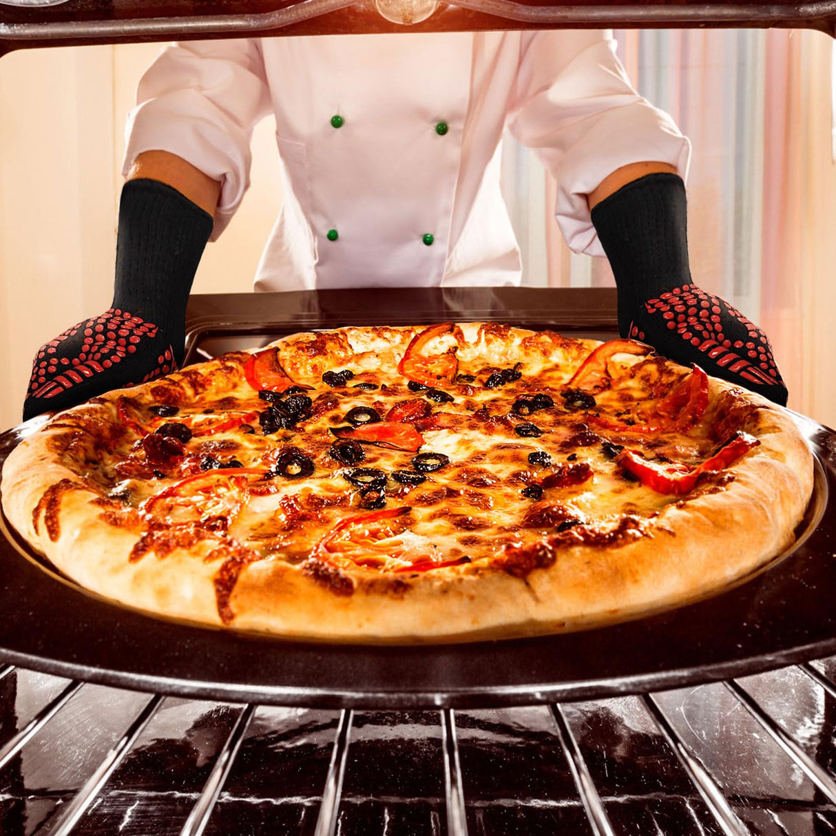 BBQ Gloves, Dakiwin Heat Resistant BBQ Gloves(1472°F), Silicone Non-Slip Oven Gloves, Grill Gloves Heat Proof for Men/Women, Oven Gloves with Fingers for Kitchen Cooking,Grilling Dakiwin