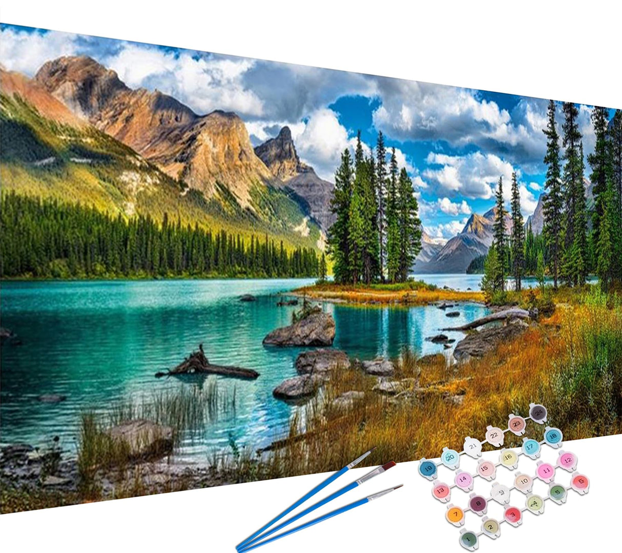 YALKIN Paint by Number for Adult Kits, DIY Landscape Lake Oil Acrylic Painting Kits for Adults Beginners on Canvas for Home Wall Decor Gifts 40x90CM/15.8x35.4in (No Frame) YALKIN