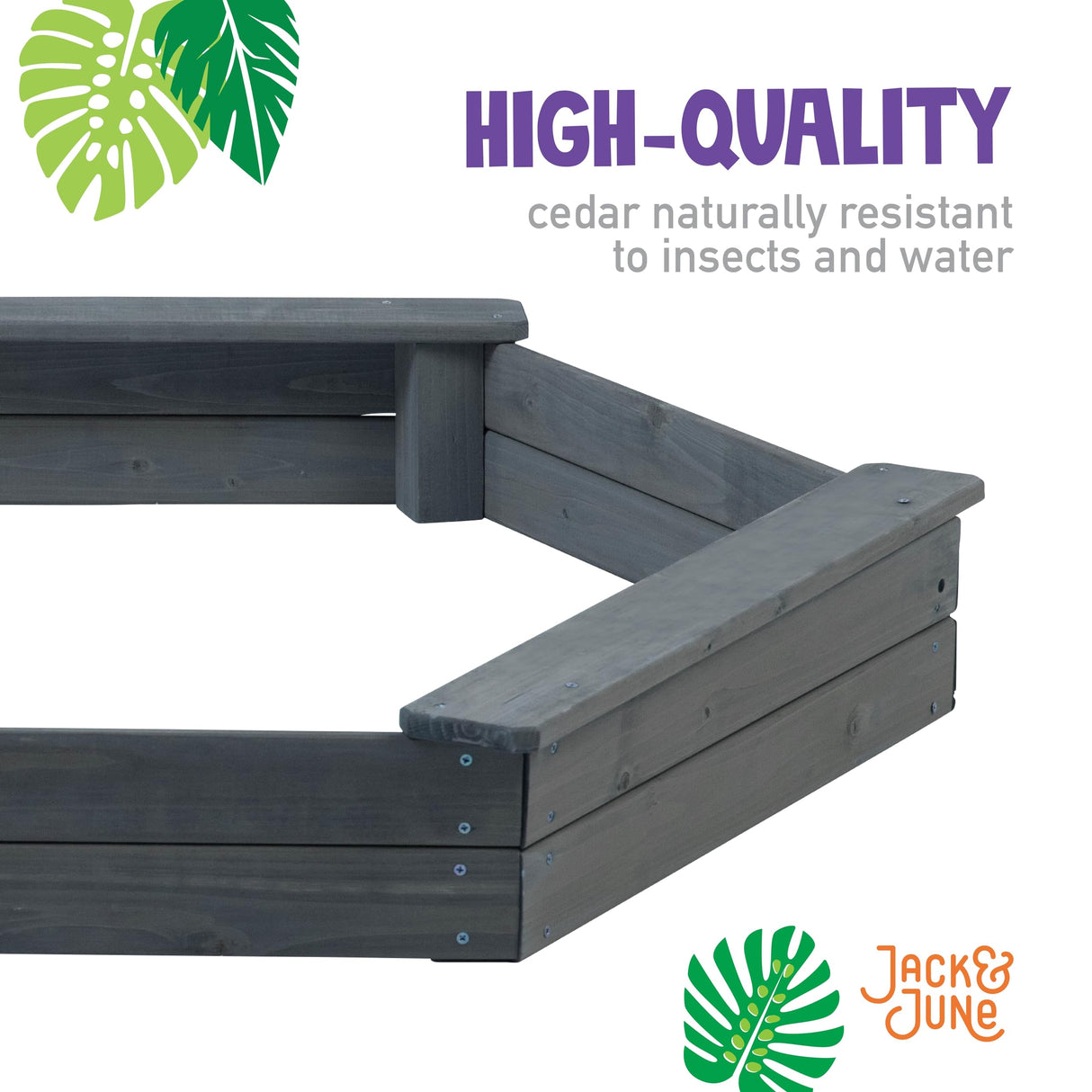 Jack & June Hexagonal Cedar Sand Box Playset Jack and June