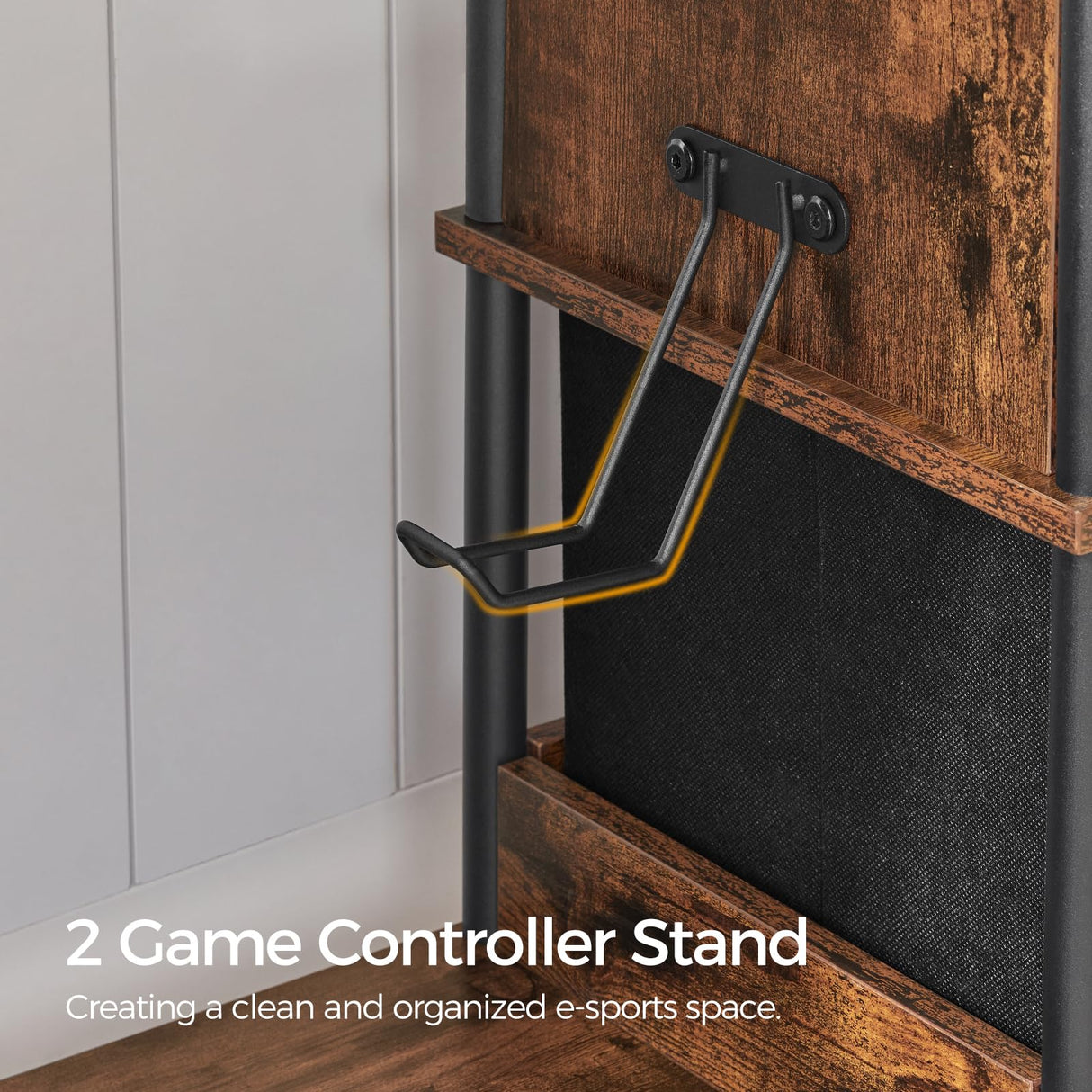 MAHANCRIS LED TV Stand with Charging Station and 2 Fabric Drawers, Entertainment Center for TVs up to 80", TV Console Table with Open Storage Shelf, for Living Room, Rustic Brown TVHR136E01 MAHANCRIS