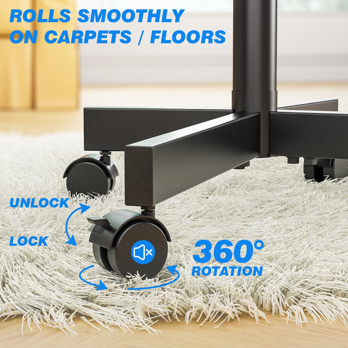 Rfiver Mobile TV Cart Rolling TV Stand for 23-60 Inch Screens, Portable TV Stand on Wheels with Tilt and Height Adjustable, Outdoor TV Stand Mount Holds up to 88 lbs for Home Office MAX VESA 400x400mm Rfiver