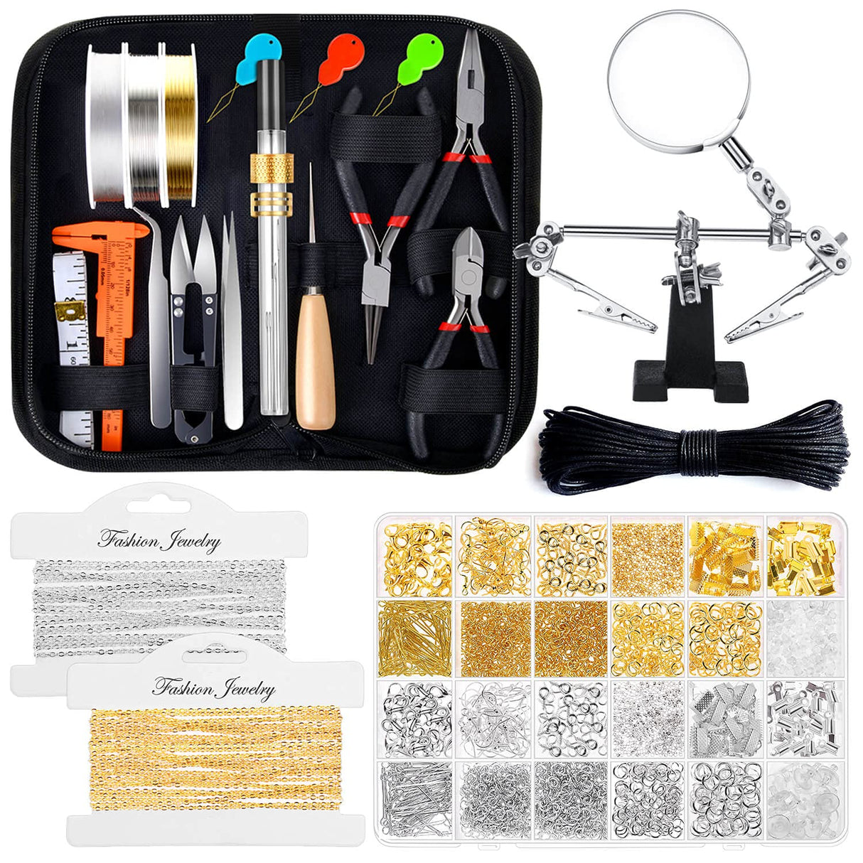 Shynek Jewelry Making Supplies Kits for Adults with Jewelry Making Tools, Earring Charms, Wires, Findings and Helping Hands for Jewelry Making and Repair shynek