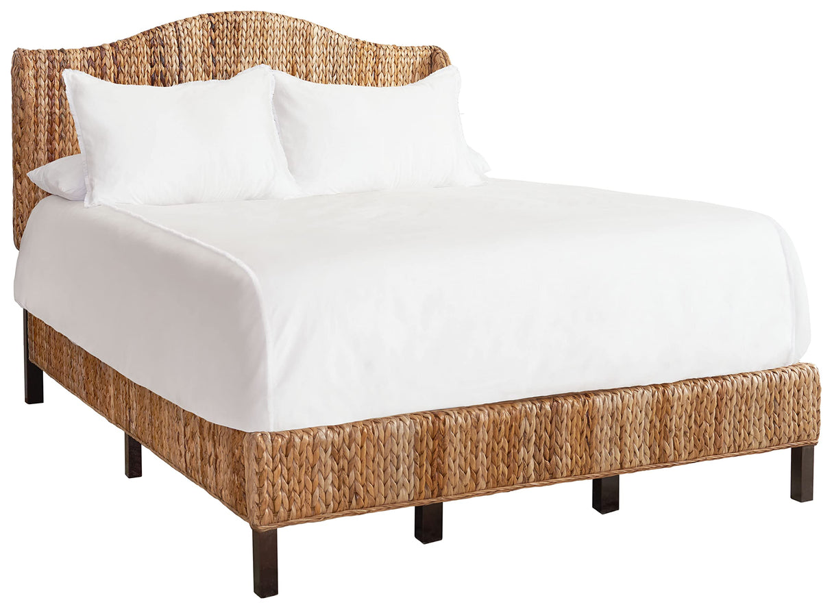 SAFAVIEH Home Collection Finola Coastal Braided Rattan Legs Queen Size Bed BED8002A-Q, Natural/Espresso SAFAVIEH