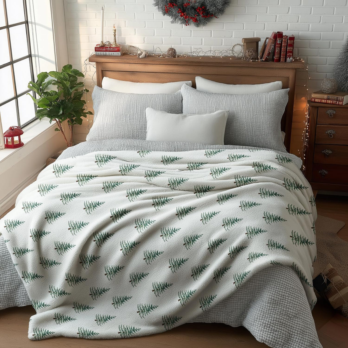 Horaldaily Christmas Flannel Blanket Throw, Christmas Trees Boho Soft Fuzzy Plush Cozy Fleece Blankets for Couch Sofa Bed Lounging, Ideal Gifts for Kids Adults Wife Self, 50x60 Horaldaily
