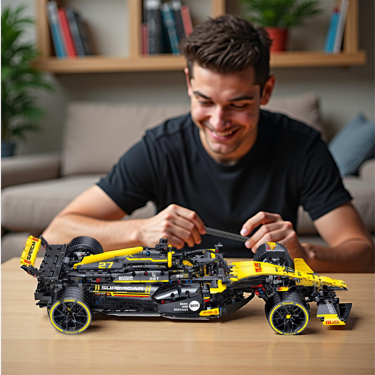 JSINMA Technic F1 RS20 Racing Car Building Kit – 1:8 Scale Collectible Set for Adults, 1650+ PCS Display Model with Realistic Details – DIY Engineering Gift for F1 Fans, Home or Office Display JSINMA