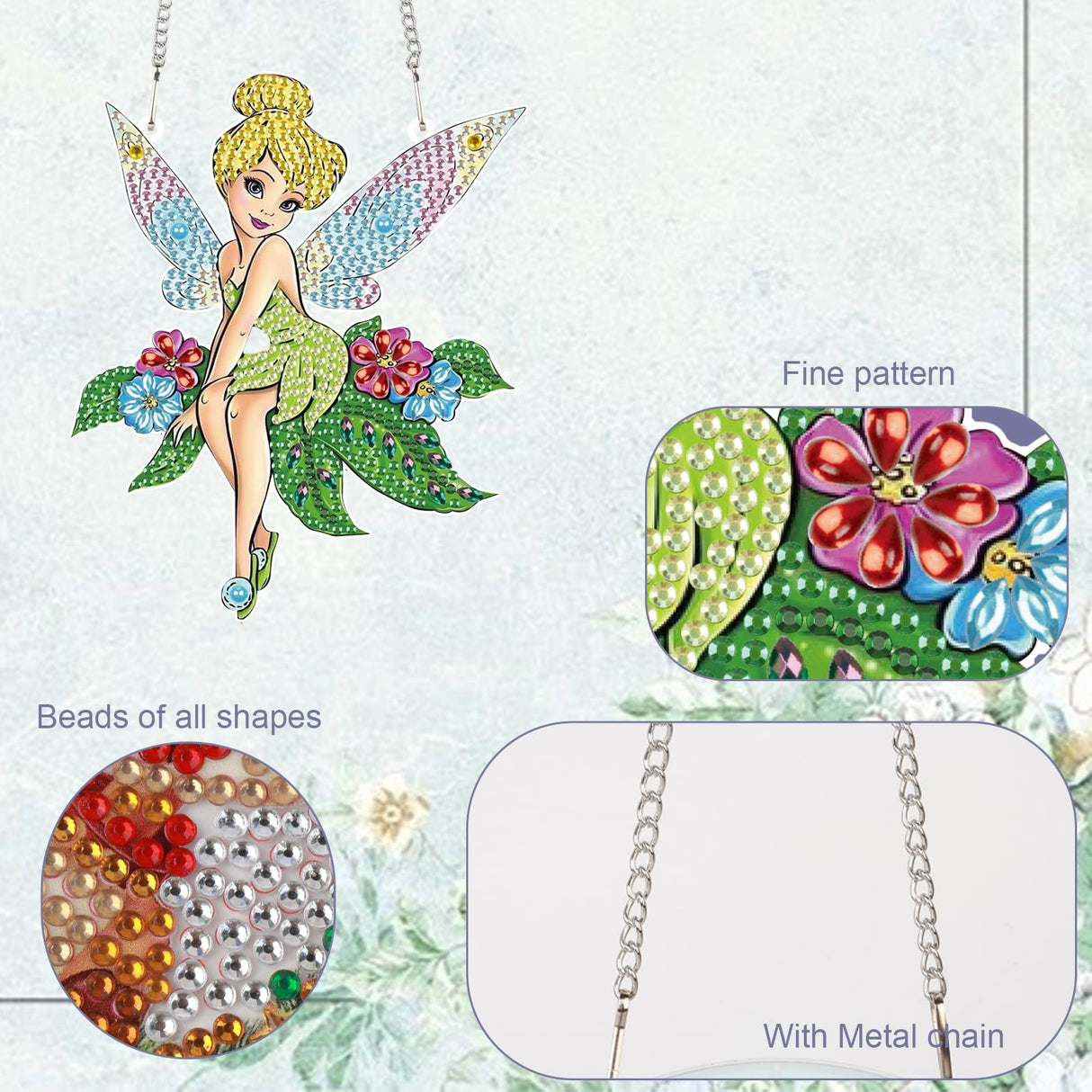 TDFERAN Diamond PaintingPendant Diamond Art Jewelry DIY Fairy Diamonds Art Decoration Kit Garden Window Pendant, Gem Art Hanging Wall Home Window Decoration Adult Digital Painting Crafts TDFERAN