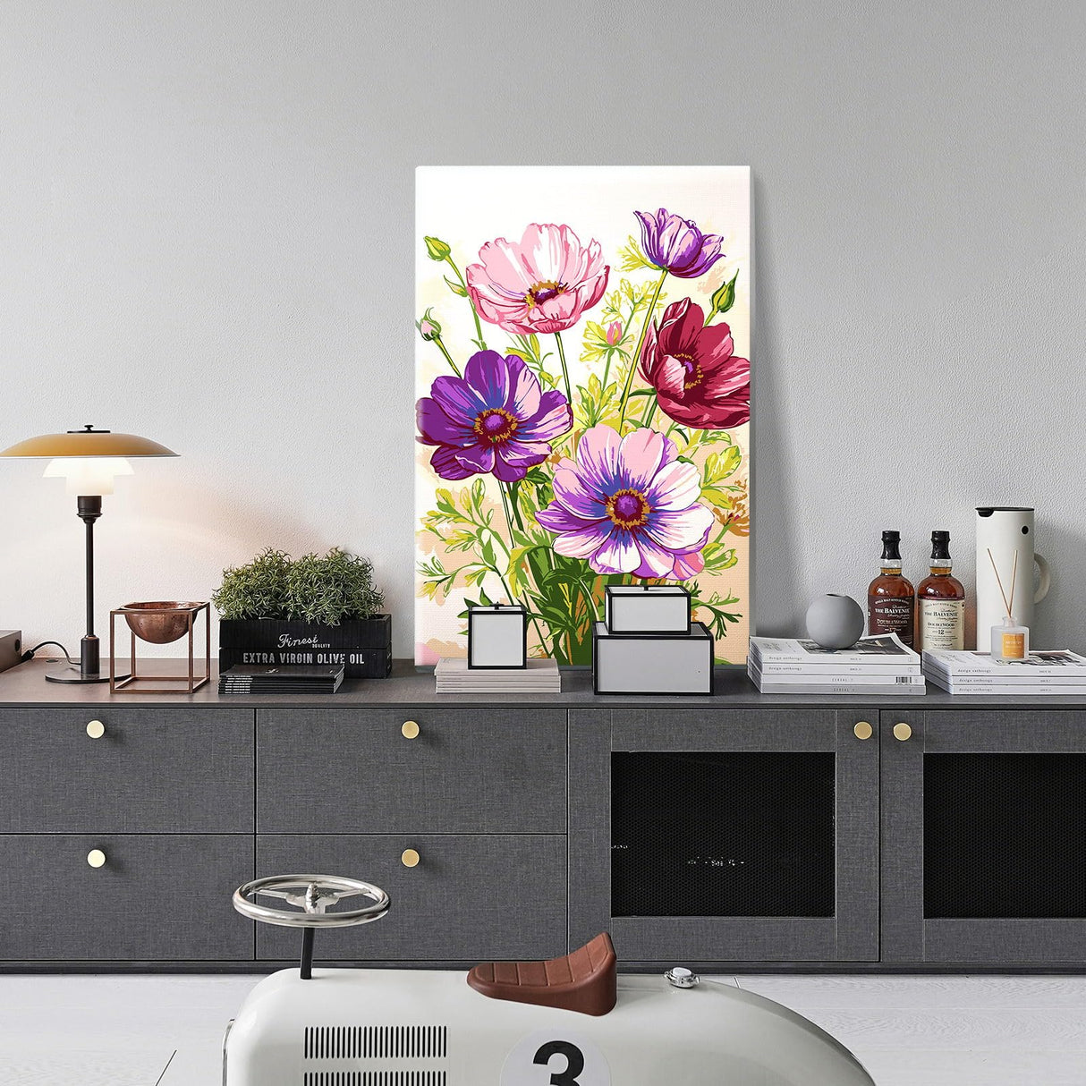 JOOZ Paint by Numbers Kit for Adults with Frame, Flowers Adult Paint by Number Kits with Easel, DIY Flowers Acrylic Oil Painting Kit Framed for Home Wall Decor 8x12 Inch JOOZ