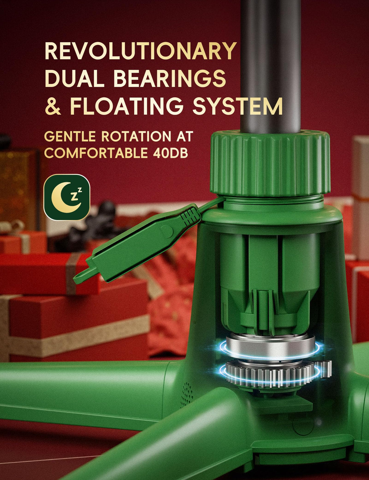 DG-Direct Musical 360° Rotating Christmas Tree Stand, Anti-tilt Noiseless, Up to 9ft 120 lb Artificial Fits 1.25–2" Tree Poles, Spinning Tree Stand with Remote, Built-in 3 Light Output Ports 800W DG-Direct