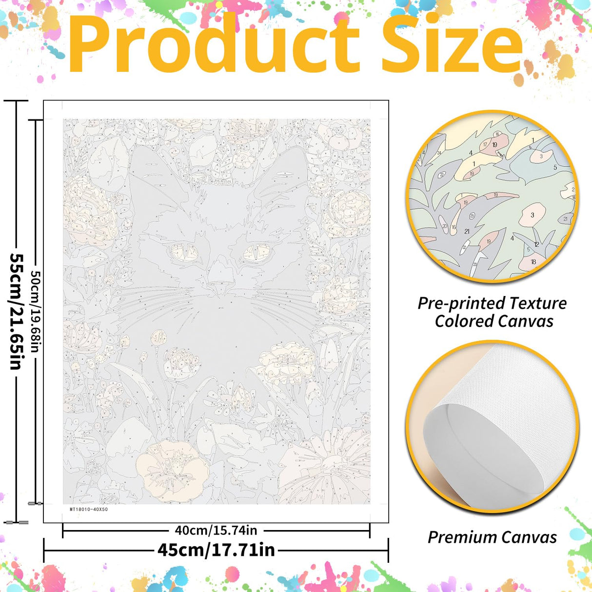 Cat Paint by Numbers for Adult, Cat Paint by Numbers Kit for Adults Beginners, DIY Flower Acrylic Painting on Canvas for Home Wall Art Decor 16x20 Inch Mandun