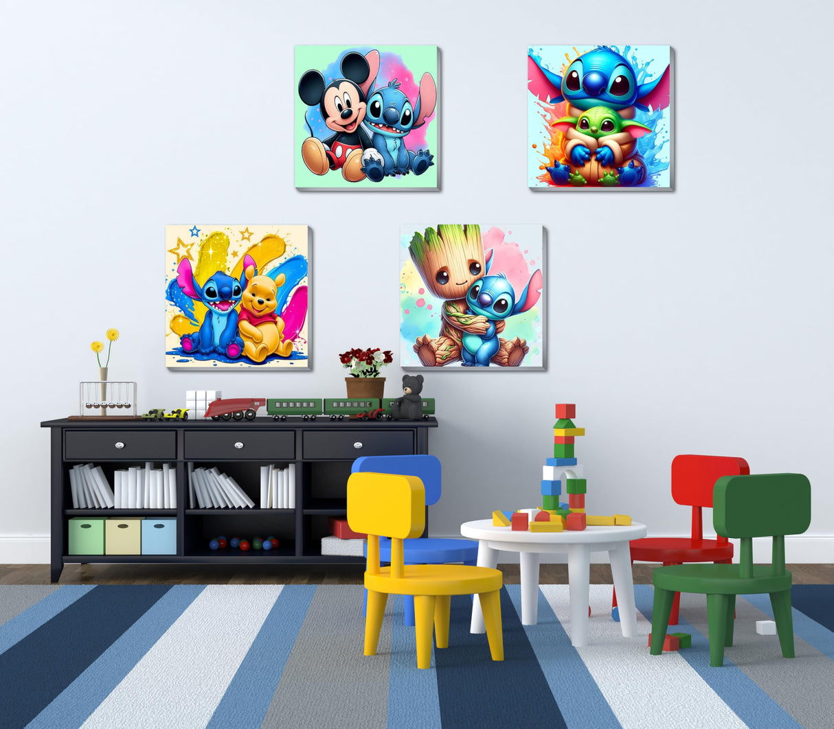 4 Ps Paint by Numbers for Kids with Framed Canvas,Cartoon Paint by Numbers for Kids Ages 8-12 with Wooden Easel,Easy Acrylic Painting Kits for Home Wall Decor 8X8 Inch Fuinkqe