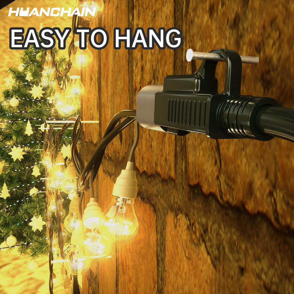 HUANCHAIN Indoor Outdoor Black Extension Cord 25 ft Waterproof, 16/3 Gauge Flexible Cold-Resistant Appliance Cord Outside, 13A 1625W 16AWG SJTW, 3 Prong Heavy Duty Electric Cord, ETL huanchain