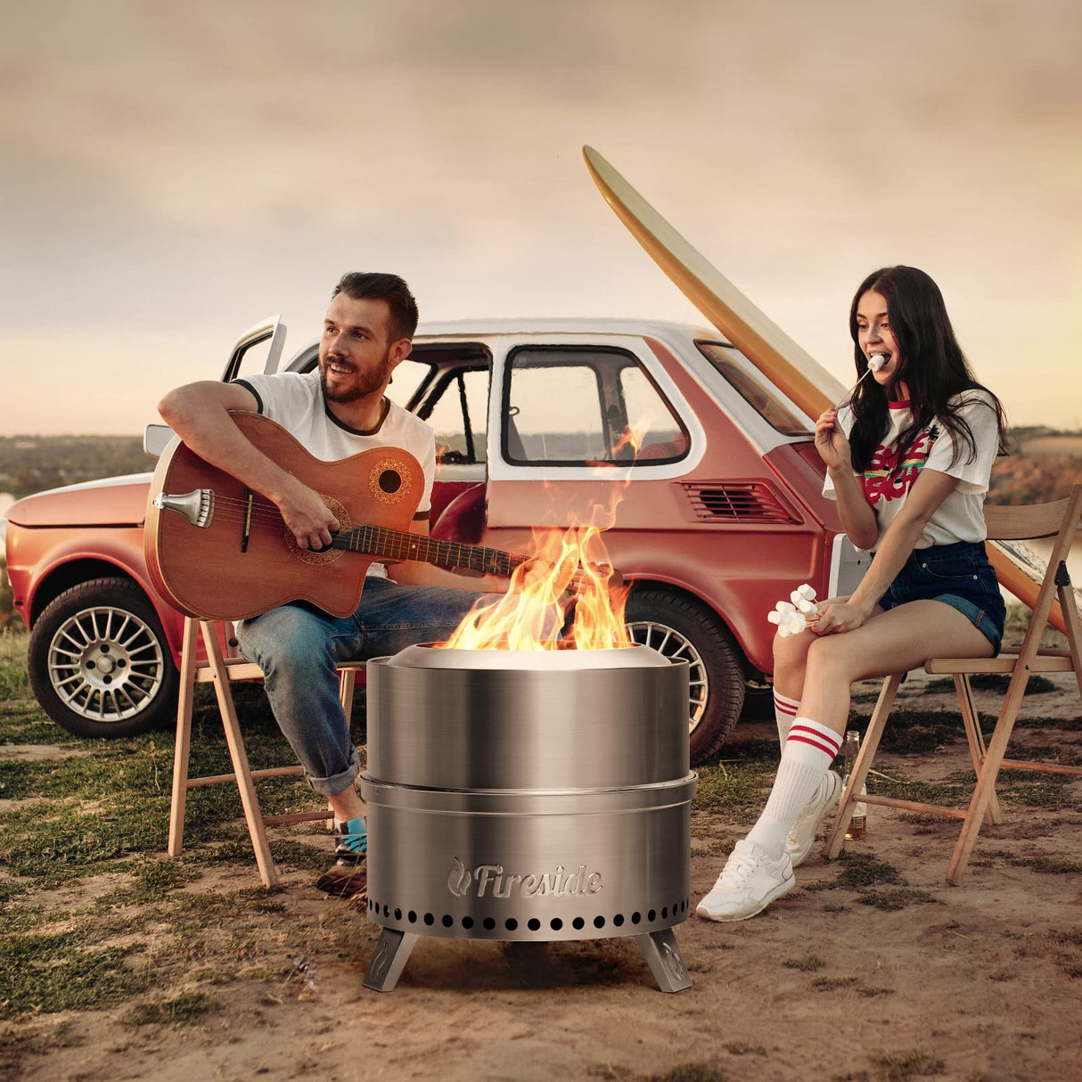 TURBRO 19 Inch Smokeless Fire Pit for Outdoor Wood Burning, Portable 304 Stainless Steel Camping Stove with Stand, Removable Ash Pan, Waterproof Storage Bag, Unique Nested Design, Pluto R19-SS, Silver TURBRO