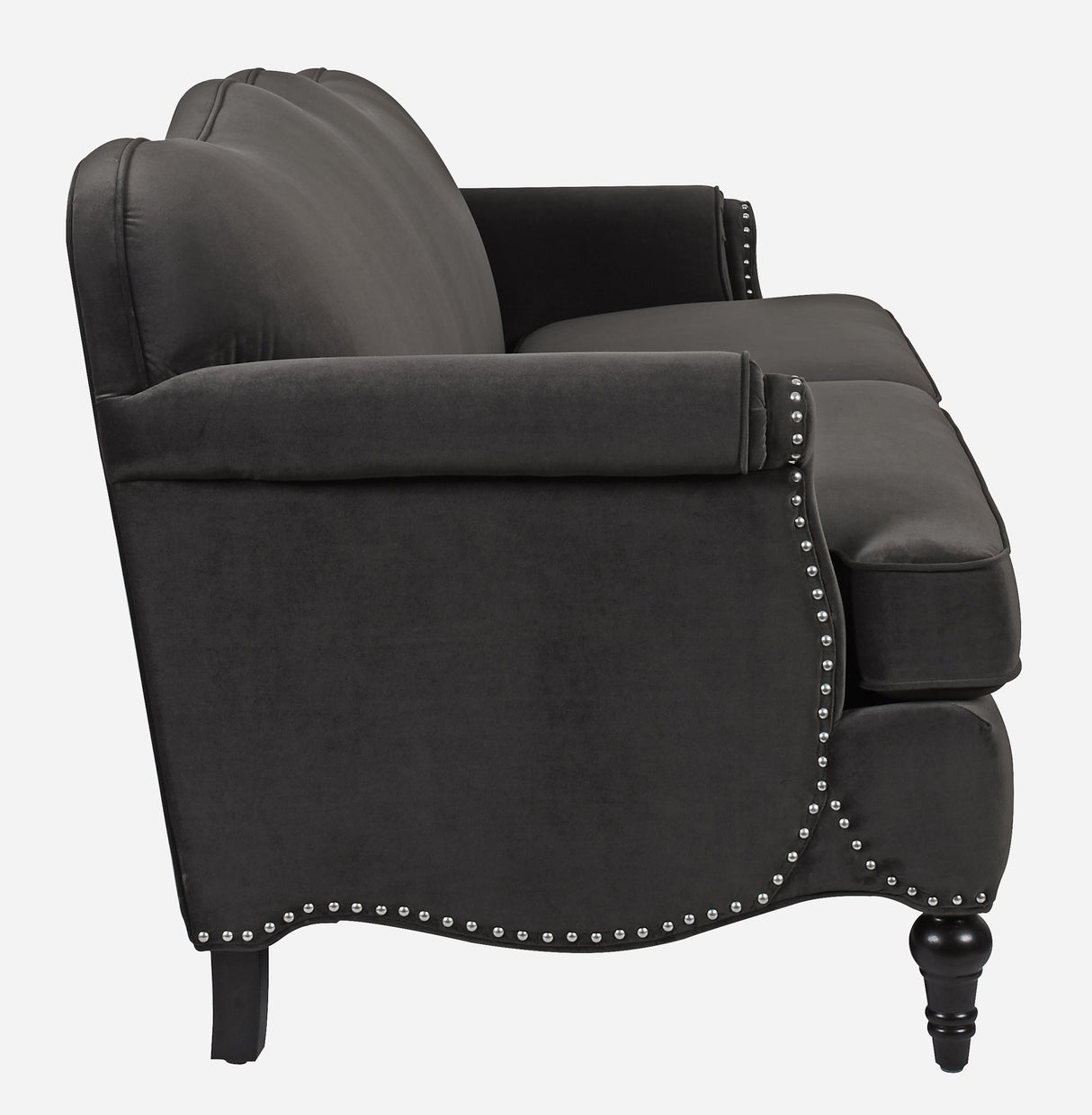 Jennifer Taylor Home Legacy Camelback Sofa Nail head Accents, Dark Charcoal Grey Jennifer Taylor Home