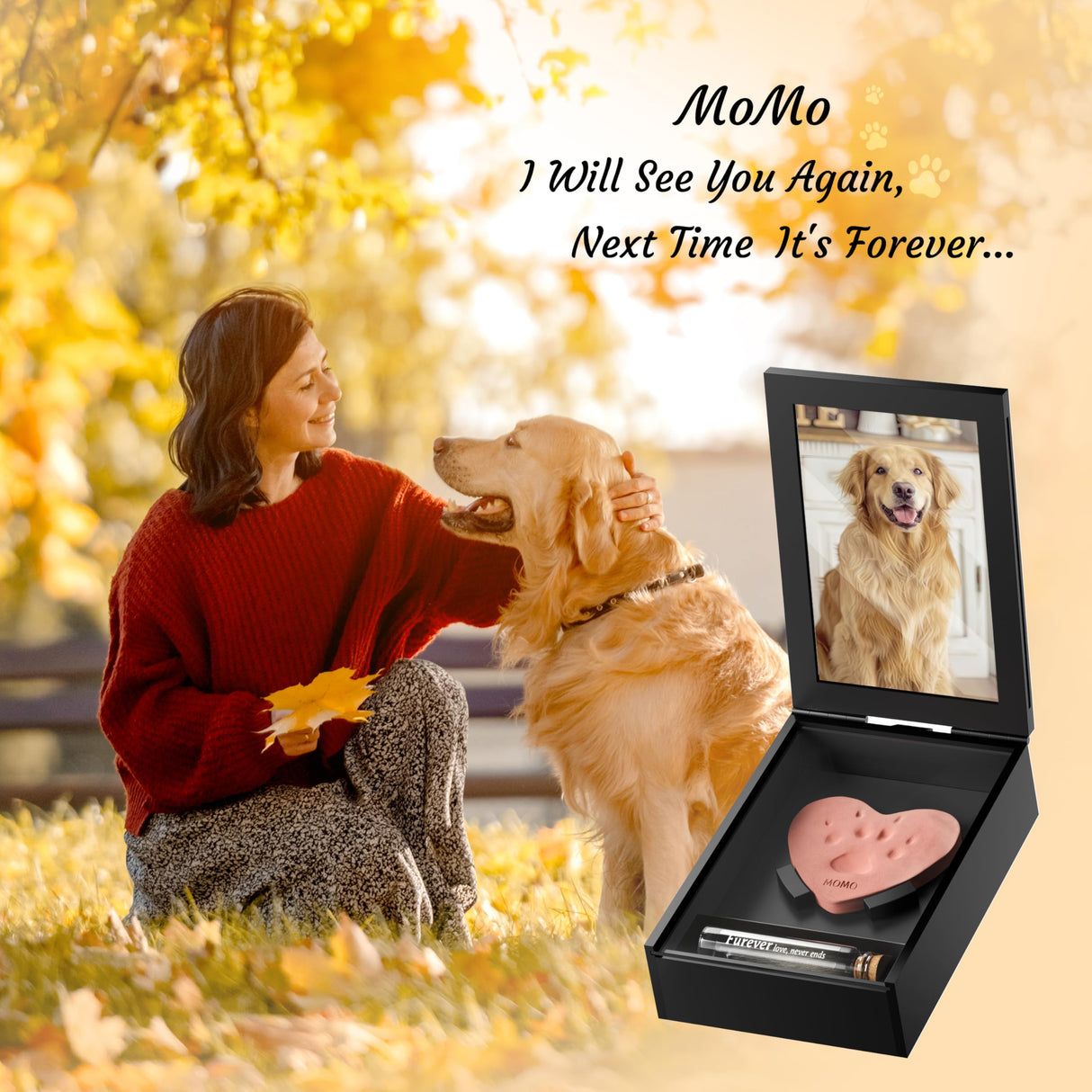 Grarry Pet Memorial Shadow Box with Paw Print Impression Kit Keepsake, 4”X6” Dog Cat Picture Frame, DIY Pawprint Clay Ornament Gift, Acrylic Loss of Dogs Sympathy Gifts with Hair Bottle for Pets Lover Grarry