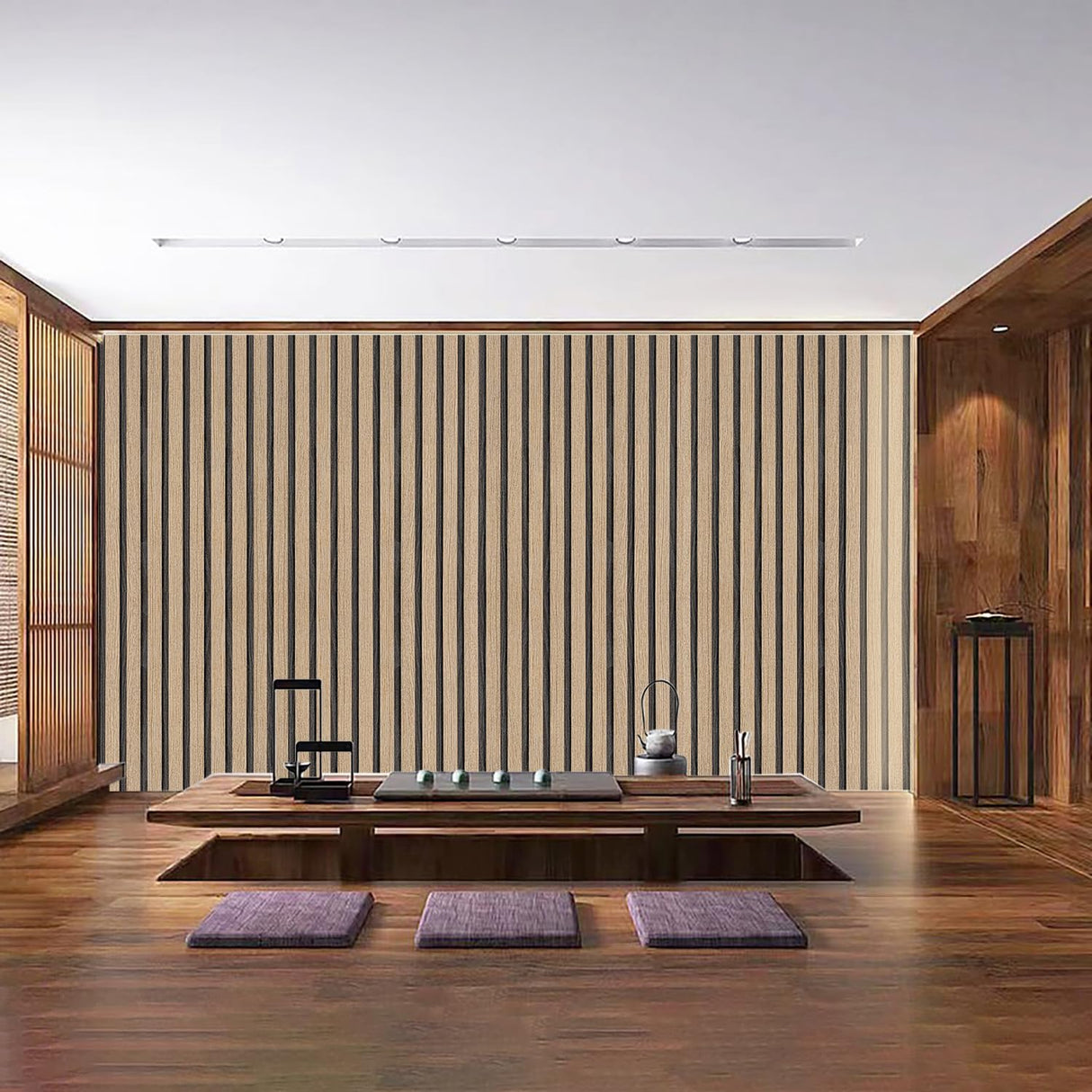 LOVADA Wood Slat Wallpaper Peel and Stick - 17.5'' x 100'' Self Adhesive Contact Paper for Walls, Wood Panel for Easy DIY Wall Decor (Brown) LOVADA