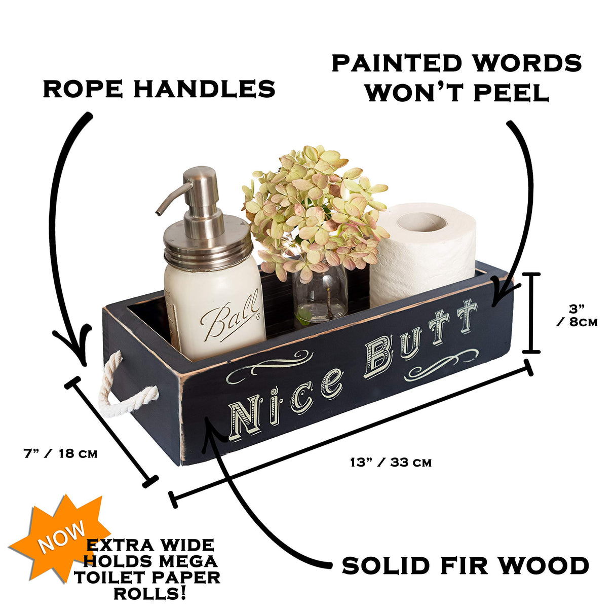 MAINEVENT Nice Bathroom Decor Box, One Box with Print on 2 Sides Farmhouse Bathroom Decor Toilet Box, Rustic Decor Bathroom Box Toilet Organizer, Toilet Paper Box, Hello Sweet Cheeks Bathroom Box MAINEVENT