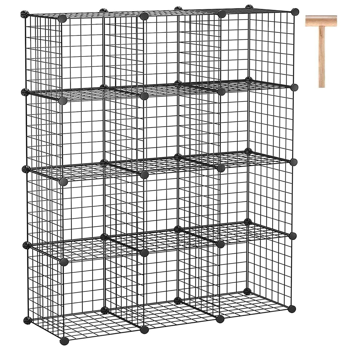 C&AHOME Wire Cube Storage, 12-Cube Storage Organizer Metal, C Grids Storage Bins Shelving, Modular Bookshelf Shelf, Closet Cabinet Ideal for Bedroom, Office 36.6”L x 12.4”W 48.4”H Black C&AHOME