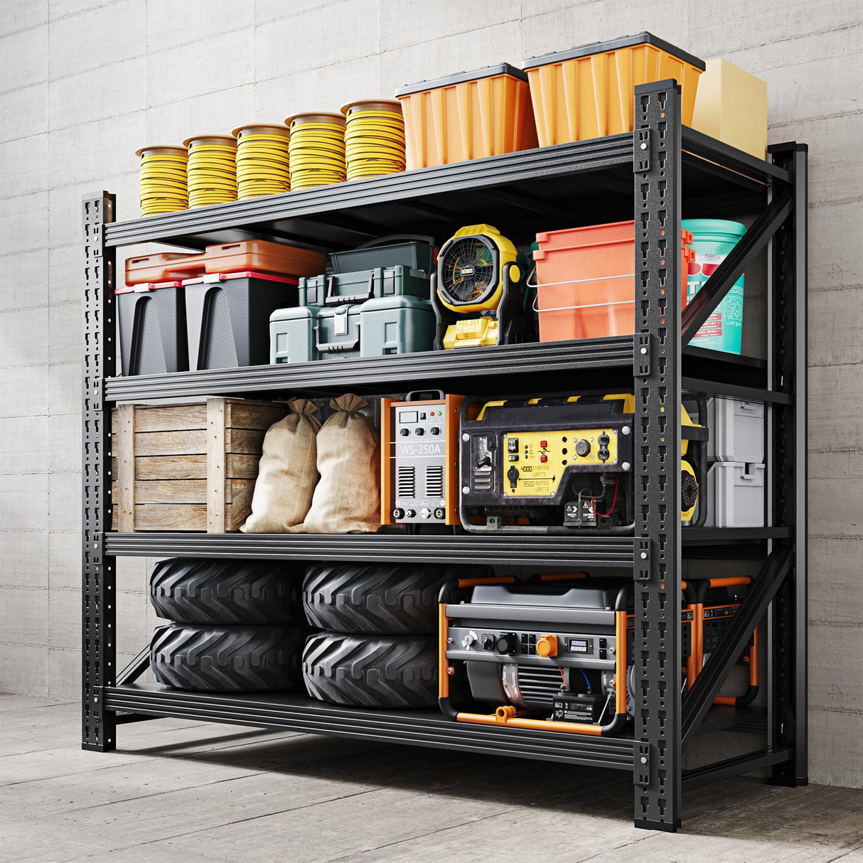 Yizosh Garage Shelving Unit, 3000LBS Storage Shelves, Metal Shelving Adjustable Storage Shelves Heavy Duty, Suitable for Garage, Supermarket, Warehouse, 48" W x 24" D x 70" H Yizosh